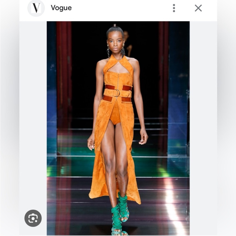 Balmain tan lambskin suede maxi dress